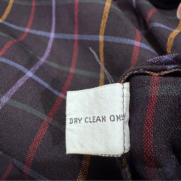 Vintage 80s Christian Dior Wool Turtleneck Button Down Shirt Retro Plaid Navy 14 - Picture 12 of 16